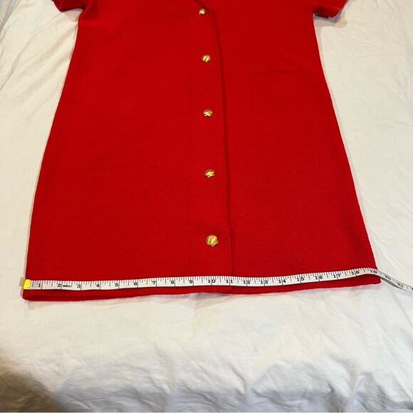 Steve Fabrikant I.Magnin Vintage Button Up Knit Seashell Accent Dress red gold L - Picture 7 of 16